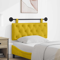 vidaXL Hängande sänggavel Med LED-lampa Gul Sammet