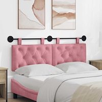 vidaXL Hängande sänggavel Med LED-lampa Rosa Sammet