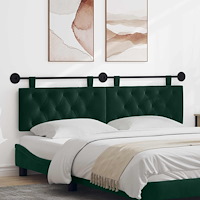 vidaXL Hängande sänggavel Med LED-lampa Mörkgrön Sammet