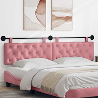 vidaXL Hängande sänggavel Med LED-lampa Rosa Sammet