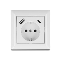 DeLOCK Delock - eluttag - med PD 3.0, 18W - 1 grupp - 1 eluttag, 1 USB-uttag, 1 USB-C-uttag - vit