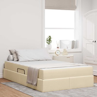 vidaXL Förvaringssäng med madrass Kräm 120 x 190 cm Polyester