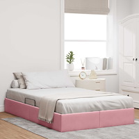 vidaXL Ottoman Sängram med lagring Rosa 120 x 200 cm Sammet