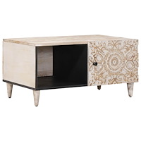 vidaXL Kaffeebord Vit 80 x 50 x 40 cm Massivt mangoträ