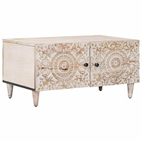 vidaXL Kaffeebord Vit 80 x 50 x 40 cm Massivt mangoträ