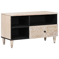 vidaXL TV-skåp med låda Vit 80 x 33,5 x 46 cm Massivt mangoträ