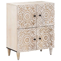 vidaXL Sideboard med lagring Vit 60 x 33,5 x 75 cm Massivt mangoträ