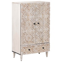 vidaXL Hög Skåp med låda Vit 60 x 33,5 x 100 cm Massivt mangoträ