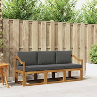 vidaXL Utomhussoffset 3 pcs Naturlig och Antracit Massivt Akaciaträ