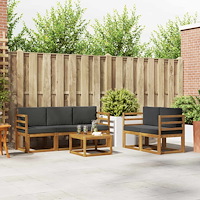 vidaXL Utomhussoffset 6 pcs Naturlig och Antracit Massivt Akaciaträ