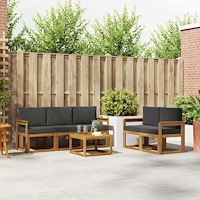 vidaXL Utomhussoffset 6 pcs Naturlig och Antracit Massivt Akaciaträ