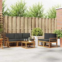 vidaXL Utomhussoffset 6 pcs Naturlig och Antracit Massivt Akaciaträ