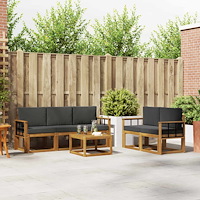 vidaXL Utomhussoffset 6 pcs Naturlig och Antracit Massivt Akaciaträ