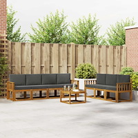 vidaXL Utomhussoffset med kudde 8 pcs Naturlig och Antracit