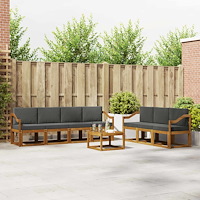 vidaXL Utomhussoffset med kudde 8 pcs Naturlig och Antracit