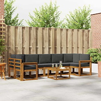 vidaXL Utomhussoffset med kudde 8 pcs Naturlig och Antracit