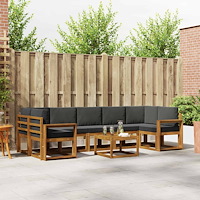 vidaXL Utomhussoffset med kudde 8 pcs Naturlig och Antracit