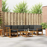 vidaXL Utomhussoffset med kudde 8 pcs Naturlig och Antracit