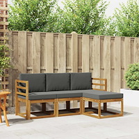 vidaXL Utomhussoffset med kudde 4 pcs Naturlig och Antracit