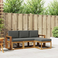 vidaXL Utomhussoffset med kudde 4 pcs Naturlig och Antracit