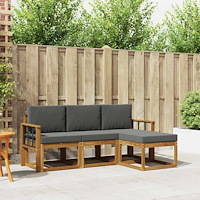 vidaXL Utomhussoffset med kudde 4 pcs Naturlig och Antracit