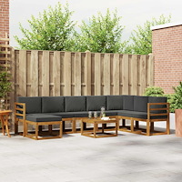 vidaXL Utomhussoffset med kudde 9 pcs Naturlig och Antracit