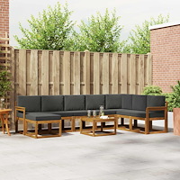 vidaXL Utomhussoffset med kudde 9 pcs Naturlig och Antracit