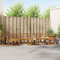 vidaXL Utomhussoffset 9 pcs Naturfärg Massivt Akaciaträ