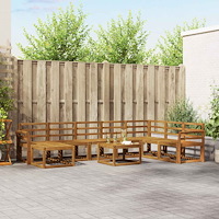 vidaXL Utomhussoffset 9 pcs Naturfärg Massivt Akaciaträ