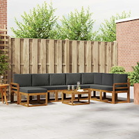 vidaXL Utomhussoffset med kudde 9 pcs Naturlig och Antracit