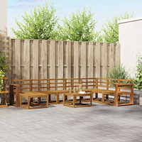 vidaXL Utomhussoffset 9 pcs Naturfärg Massivt Akaciaträ