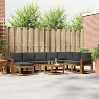 vidaXL Utomhussoffset med kudde 9 pcs Naturlig och Antracit