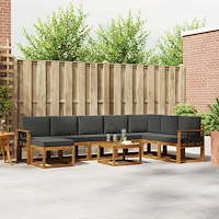 vidaXL Utomhussoffset med kudde 9 pcs Naturlig och Antracit