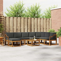 vidaXL Utomhussoffset med kudde 9 pcs Naturlig och Antracit