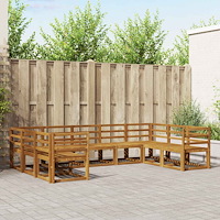 vidaXL Utomhussoffset 9 pcs Naturfärg Massivt Akaciaträ