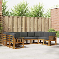 vidaXL Utomhussoffset med kudde 9 pcs Naturlig och Antracit