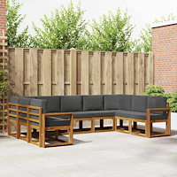 vidaXL Utomhussoffset med kudde 9 pcs Naturlig och Antracit