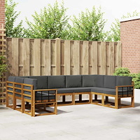 vidaXL Utomhussoffset med kudde 9 pcs Naturlig och Antracit