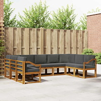 vidaXL Utomhussoffset med kudde 9 pcs Naturlig och Antracit