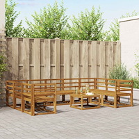 vidaXL Utomhussoffset 10 pcs Naturfärg Massivt Akaciaträ