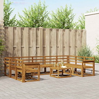 vidaXL Utomhussoffset 10 pcs Naturfärg Massivt Akaciaträ