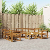 vidaXL Utomhussoffset 10 pcs Naturfärg Massivt Akaciaträ