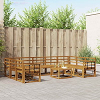 vidaXL Utomhussoffset 10 pcs Naturfärg Massivt Akaciaträ