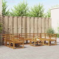 vidaXL Utomhussoffset 10 pcs Naturfärg Massivt Akaciaträ