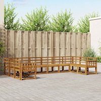 vidaXL Utomhussoffset 10 pcs Naturfärg Massivt Akaciaträ