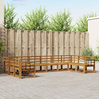 vidaXL Utomhussoffset 10 pcs Naturfärg Massivt Akaciaträ