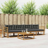 vidaXL Utomhussoffset med kudde 5 pcs Naturlig och Antracit