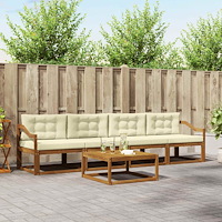 vidaXL Utomhussoffset med kudde 5 pcs Naturlig och Grädde