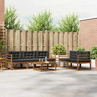 vidaXL Utomhussoffset med kudde 6 pcs Naturlig och Antracit