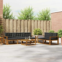 vidaXL Utomhussoffset med kudde 6 pcs Naturlig och Antracit